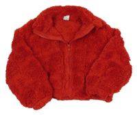 Červená chlupatá crop mikina Shein