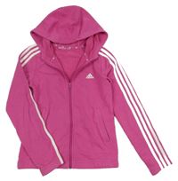 Růžová propínací mikina s logem a kapucí Adidas