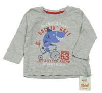 Nové - Šedé melírované triko se žralokem Rebel