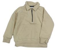 Béžová mikina s límečkem a klokankou M&S