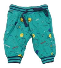 Tyrkysové cuff tepláky s planetami