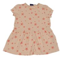 Broskvové bavlněné šaty s hvězdičkami Lupilu