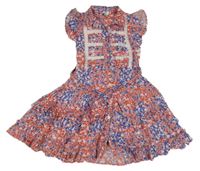 Světlerůžové květované košilové vrstené šaty s páskem River Island 