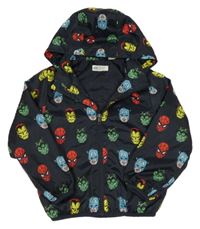 Černá šusťáková jarní bunda s hrdiny a kapucí H&M