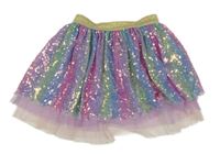 Barevná pruhovaná tylová flitrová sukně 