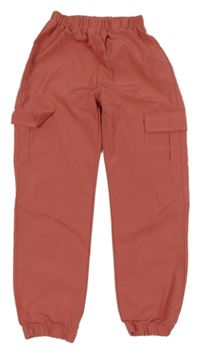 Růžové lehké cargo cuff kalhoty Shein
