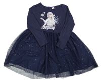 Tmavomodré bavlněno/tylové šaty s Frozen H&M
