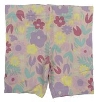 Růžové kytičkované elastické kraťasy Primark 