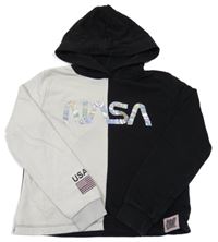Černo-smetanová crop mikina Nasa s kapucí C&A