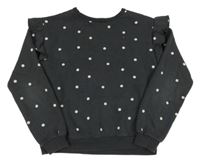 Tmavošedá puntíkatá mikina s volánky H&M