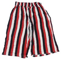 Černo-červeno-bílé pruhované vzorované culottes kalhoty Next