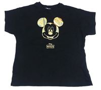 Černé tričko se zlatým Mickey RESERVED