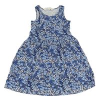 Tmavomodro-modro-světlemodré květované šaty PRIMARK