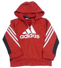 Červeno-černá funkční propínací mikina s kapucí Adidas