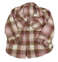 Světlerůžovo-smetanovo-hnědo-starorůžová kostkovaná košilová bunda zn. George