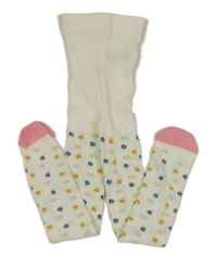 Smetanovo-růžové punčocháče s kytičkami Mothercare