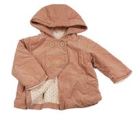 Starorůžový manšestrový zateplený kabátek s kapucí Next