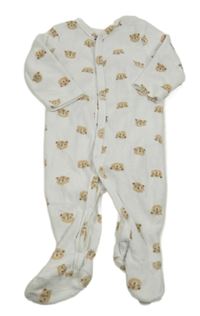 Bílý sametový overal s medvídky 