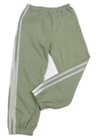 Olivové vzorované kalhoty s bílými pruhy