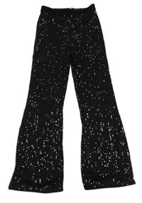 Černé tylové flitrové flare kalhoty LINDEX