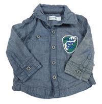 Modrá plátěná košilová bunda s nášivkou a číslem noppies