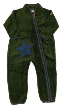 Khaki plyšová kombinéza s hvězdou s kapsou racoor