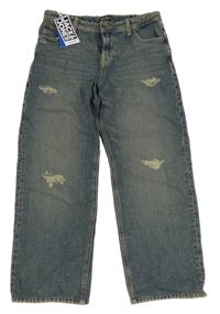 Nové - modro-béžové šisované relaxed fit rifle s prošoupáním JACK&JONES