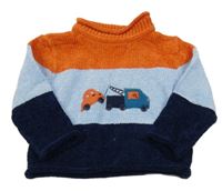 Oranžovo-světlemodro-tmavomodrý melírovaný žinylkový rolák s auty Baby Mac