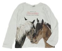 Bílé triko s koníky a nápisy Page one young