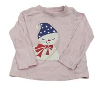 Světlerůžové triko se sněhuláčkem lupilu