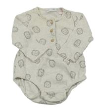 Světlebéžové melírované žebrované body s ježečky ZARA