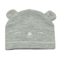 Šedá melírovaná pletená čepice - medvídek PRIMARK