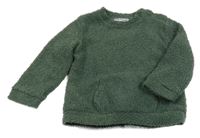 Khaki huňatá podšitá mikina s kapsou Ergee