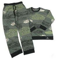 Tmavošedo-černé pyžamo s tanky