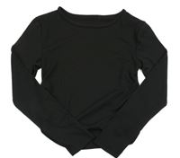 Černé crop triko s nařasením