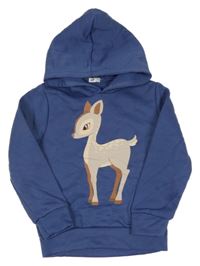 Tmavomodrá teplá mikina se srnkou a kapucí PEPCO