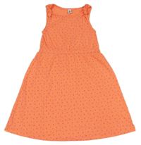 Křiklavě korálové melírované vzorované šaty YIGGA