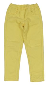 Žluté riflové džegíny s volánky POCOPIANO