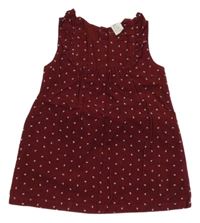 Vínové manšestrové šaty s kytičkami a volánky H&M