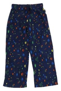 Tmavomodré fleecové domácí kalhoty se stromečky
