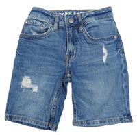 Modré slim fit riflové kraťasy s prošoupáním H&M