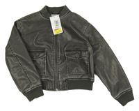 Nové - tmavošedý koženkový jarní crop bomber M&S