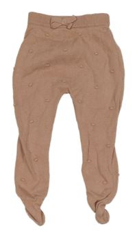 Starorůžové 3D puntíkaté úpletové polodupky s mašlí George