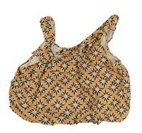 Světlehnědý květovaný podšitý lněný crop top Zara