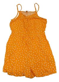 Oranžový květovaný lehký kraťasový overal H&M
