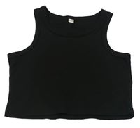 Černý žebrovaný crop top