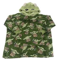 Khaki-zelená chlupatá oversize mikina s Mistrem Yodou a kapucí Matalan