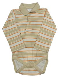 Béžovo-bílo-oranžové pruhované polo body C&A