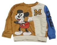 Hnědo-béžovo-modrá mikina s Mickeym zn. Red Tag