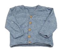 MOdrý melírovaný propínací svetr Mothercare